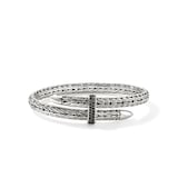 John Hardy Sterling Silver Spear Black Sapphire Flex Cuff Bracelet - Size Medium