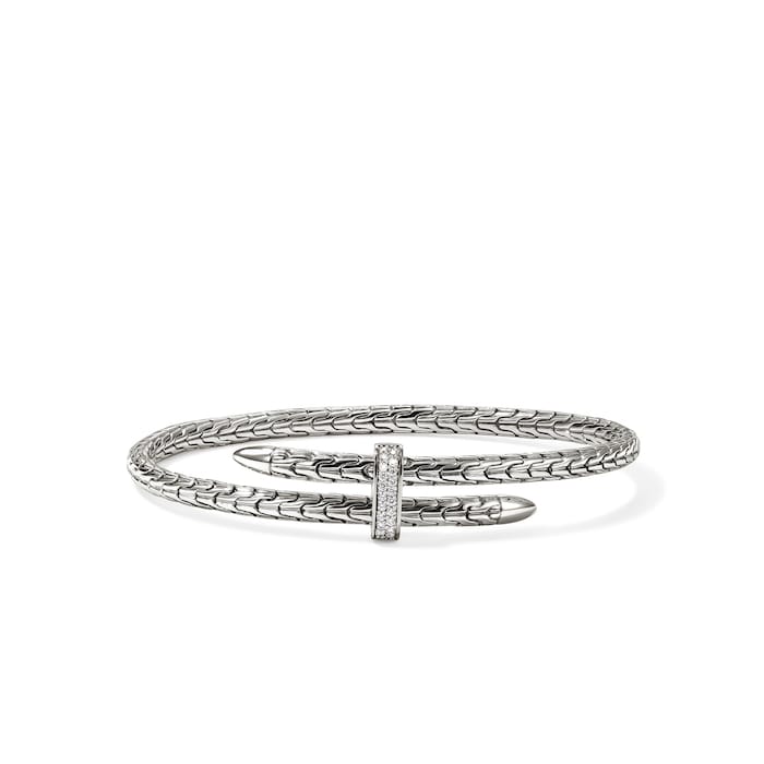 John Hardy Sterling Silver Spear Diamond Flex Cuff Bracelet, 4mm - Size Medium
