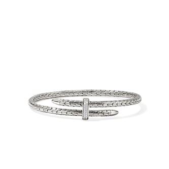 John Hardy Sterling Silver Spear Diamond Flex Cuff Bracelet, 4mm - Size Medium