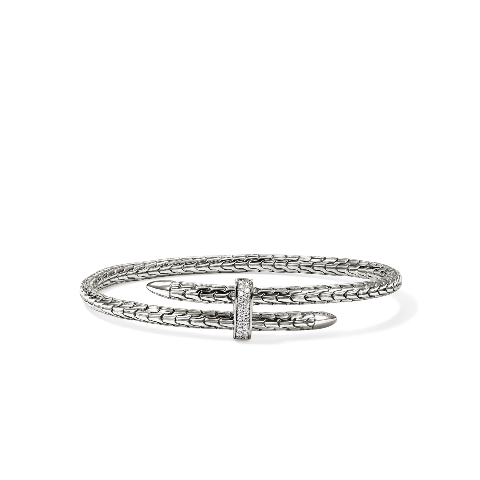 John Hardy Sterling Silver Spear Diamond Flex Cuff Bracelet, 4mm - Size Medium