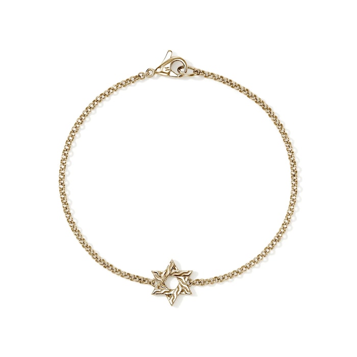 John Hardy 14K Yellow Gold JH Essential Star Of David Bracelet - Size Medium