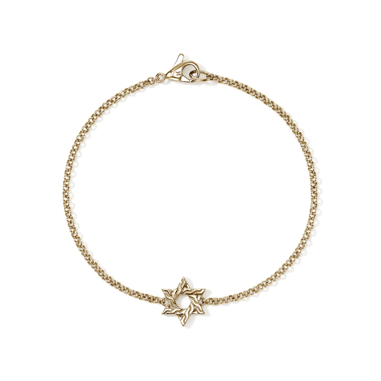 John Hardy 14K Yellow Gold JH Essential Star Of David Bracelet - Size Medium