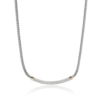 John Hardy Sterling Silver & 14K Yellow Gold JH Essential 0.68cttw Diamond Necklace, 2.5mm