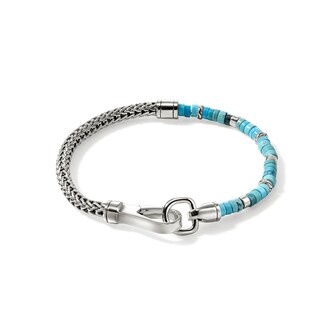 John Hardy Sterling Silver & Turquoise Heishi Beaded Bracelet, 4mm - Size Extra Large