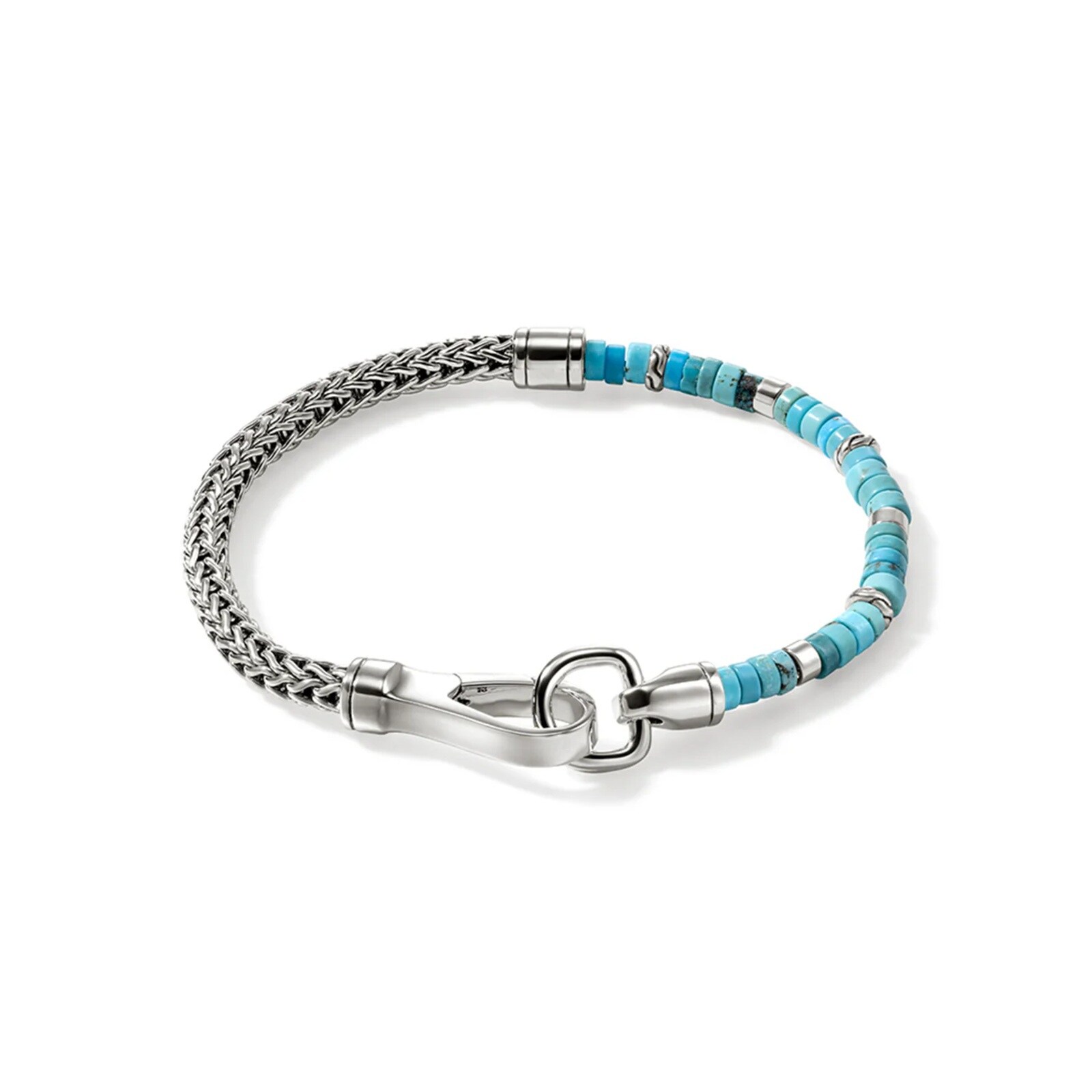 John Hardy Sterling Silver & Turquoise Heishi Beaded Bracelet, 4mm - Size Extra Large