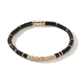 John Hardy 14K Yellow Gold & Black Onyx Heishi Beaded Bracelet, 4mm - Size Large