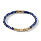 John Hardy 14K Yellow Gold Heishi Lapis Bead Bracelet, Size Large