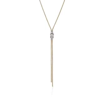 John Hardy 14K Yellow Gold Love Knot 0.29cttw Pave Diamond Y Necklace