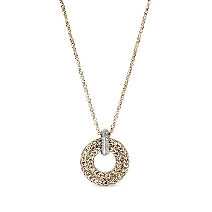 John Hardy 14K Yellow Gold Icon  0.21cttw Diamond Link Pendant Necklace, 2mm