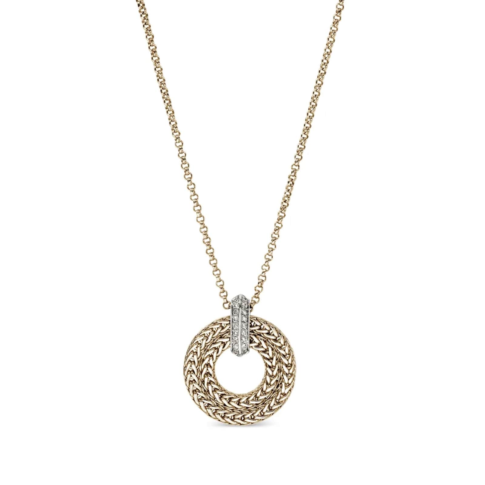 John Hardy 14K Yellow Gold Icon  0.21cttw Diamond Link Pendant Necklace, 2mm