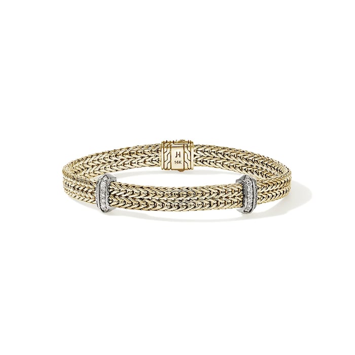 John Hardy 14K Yellow Gold Icon 0.33cttw Diamond Link Bracelet, 6mm - Size Medium