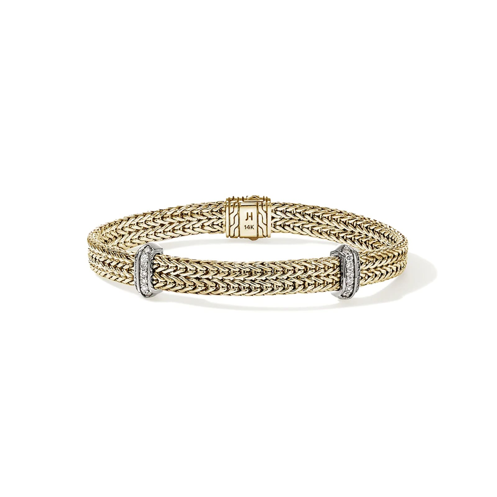 John Hardy 14K Yellow Gold Icon 0.33cttw Diamond Link Bracelet, 6mm - Size Medium