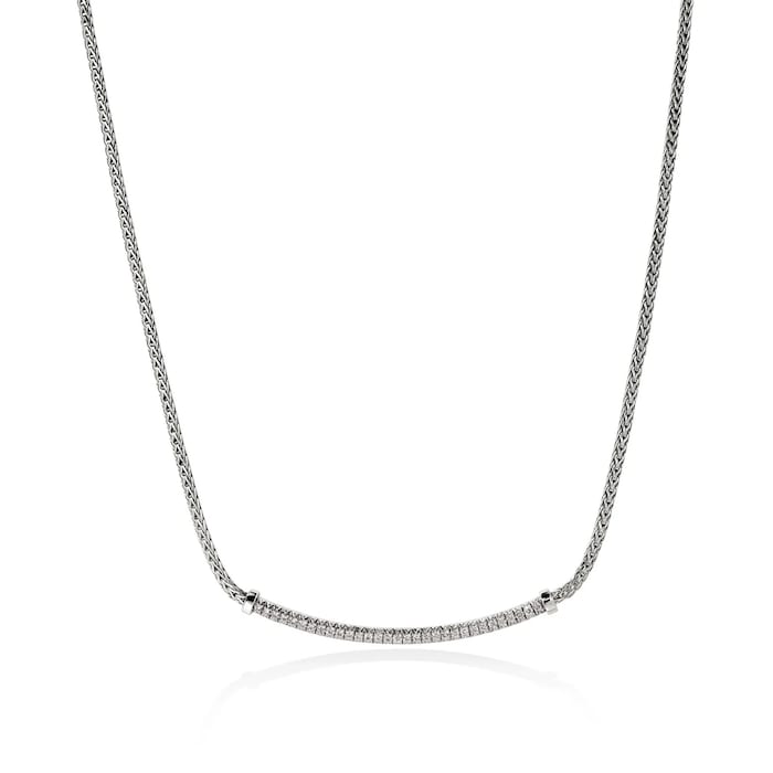 John Hardy Sterling Silver JH Essential 0.24cttw Diamond Necklace, 1.8mm