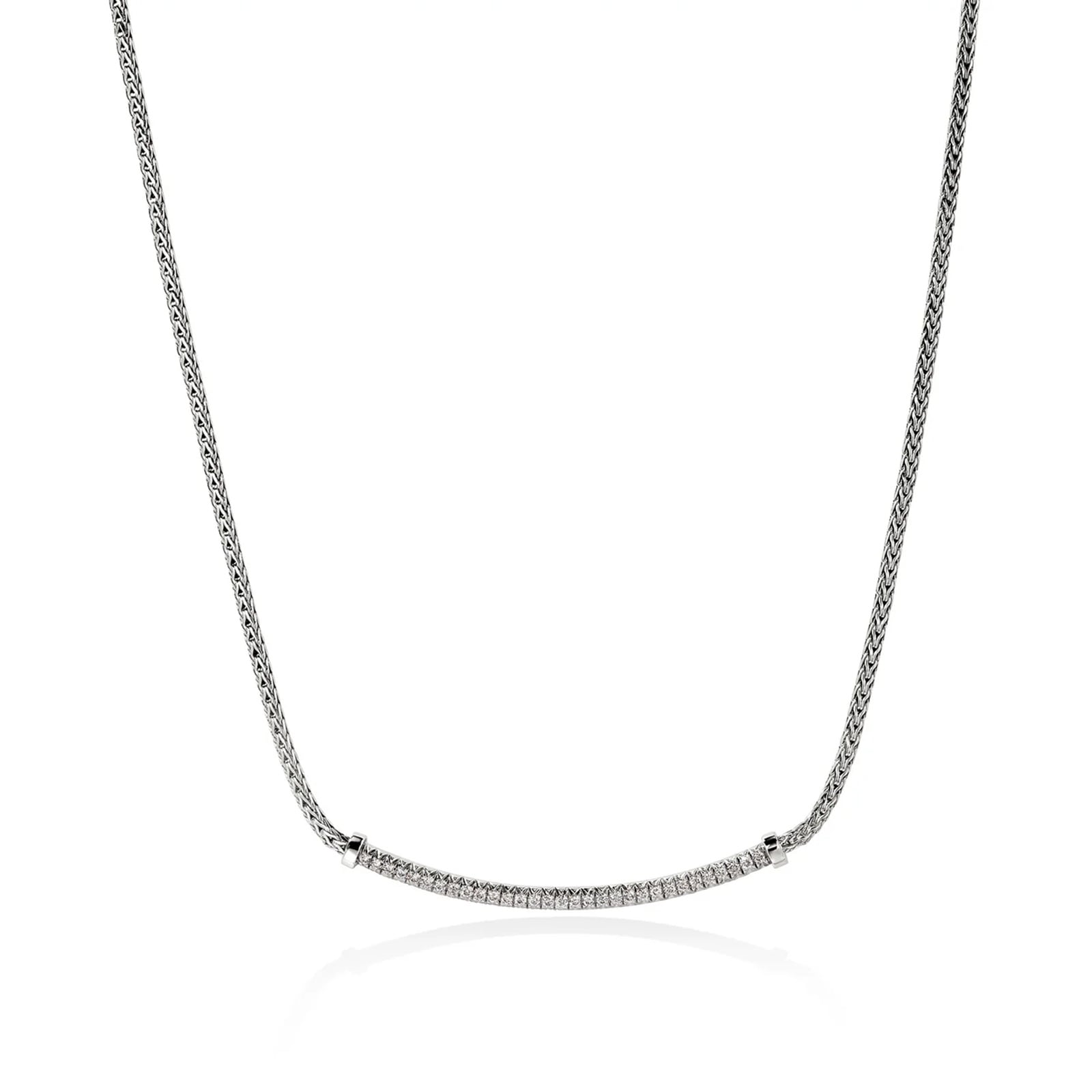 John Hardy Sterling Silver JH Essential 0.24cttw Diamond Necklace, 1.8mm