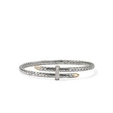 John Hardy Sterling Silver & 14K Yellow Gold Spear 0.16cttw Diamond Flex Cuff Bracelet, 4mm - Size Small