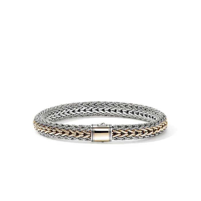 John Hardy 14K Yellow Gold & Sterling Silver Icon Reversible Two Tone Bracelet, 7.5mm - Size Medium
