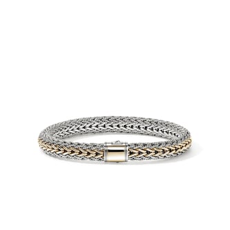John Hardy 14K Yellow Gold & Sterling Silver Icon Reversible Two Tone Bracelet, 7.5mm - Size Medium