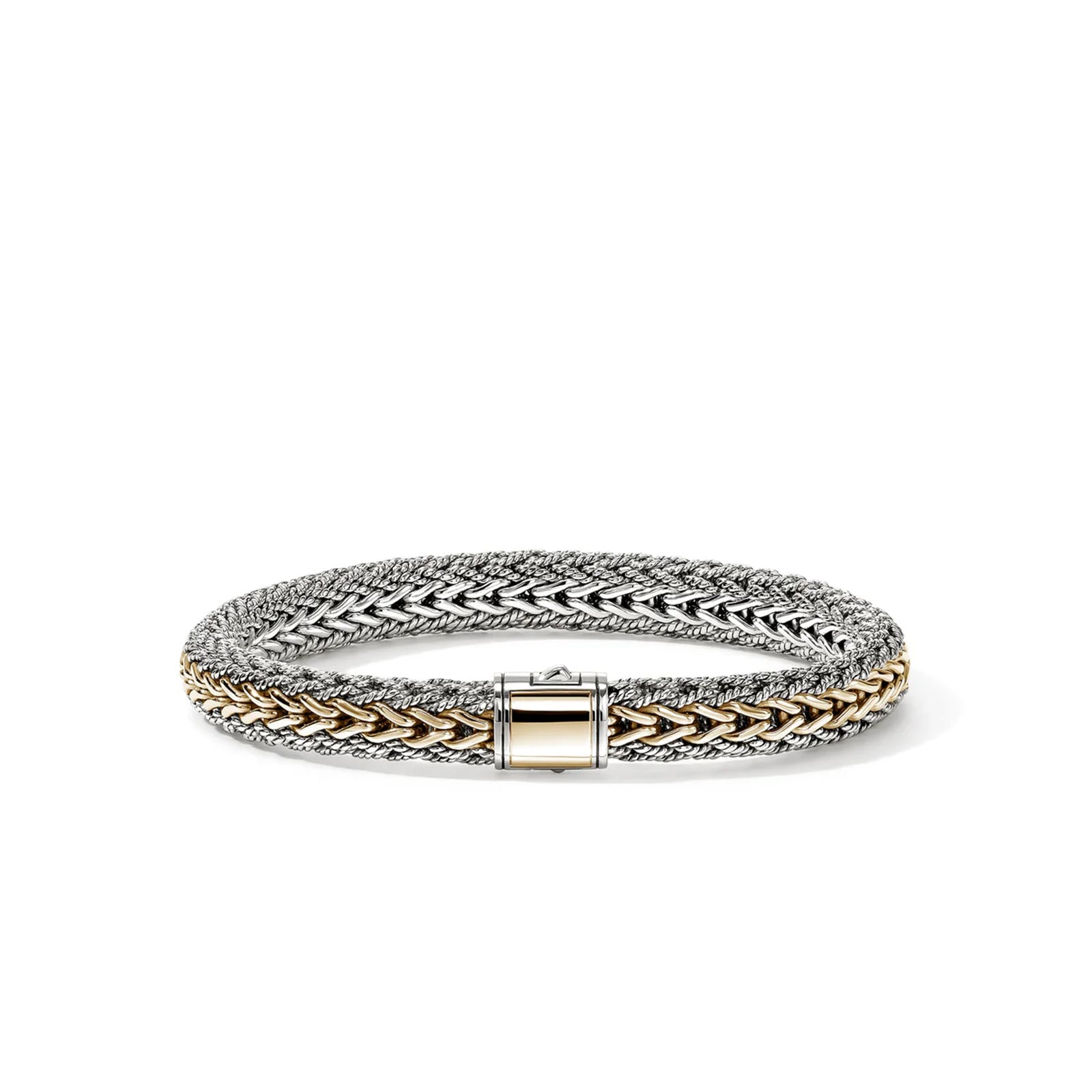 John Hardy 14K Yellow Gold & Sterling Silver Icon Reversible Two Tone Bracelet, 7.5mm - Size Medium
