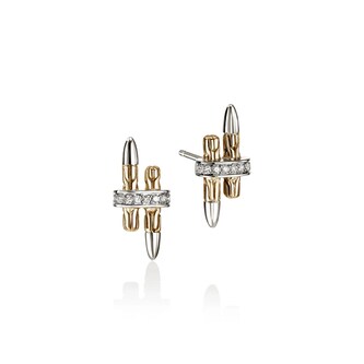 John Hardy 14K Yellow Gold & Sterling Silver Spear 0.12cttw Diamond Stud Earrings