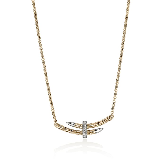 John Hardy Sterling Silver & 14K Yellow Gold Spear Diamond Station Necklace, 16-18 Inches