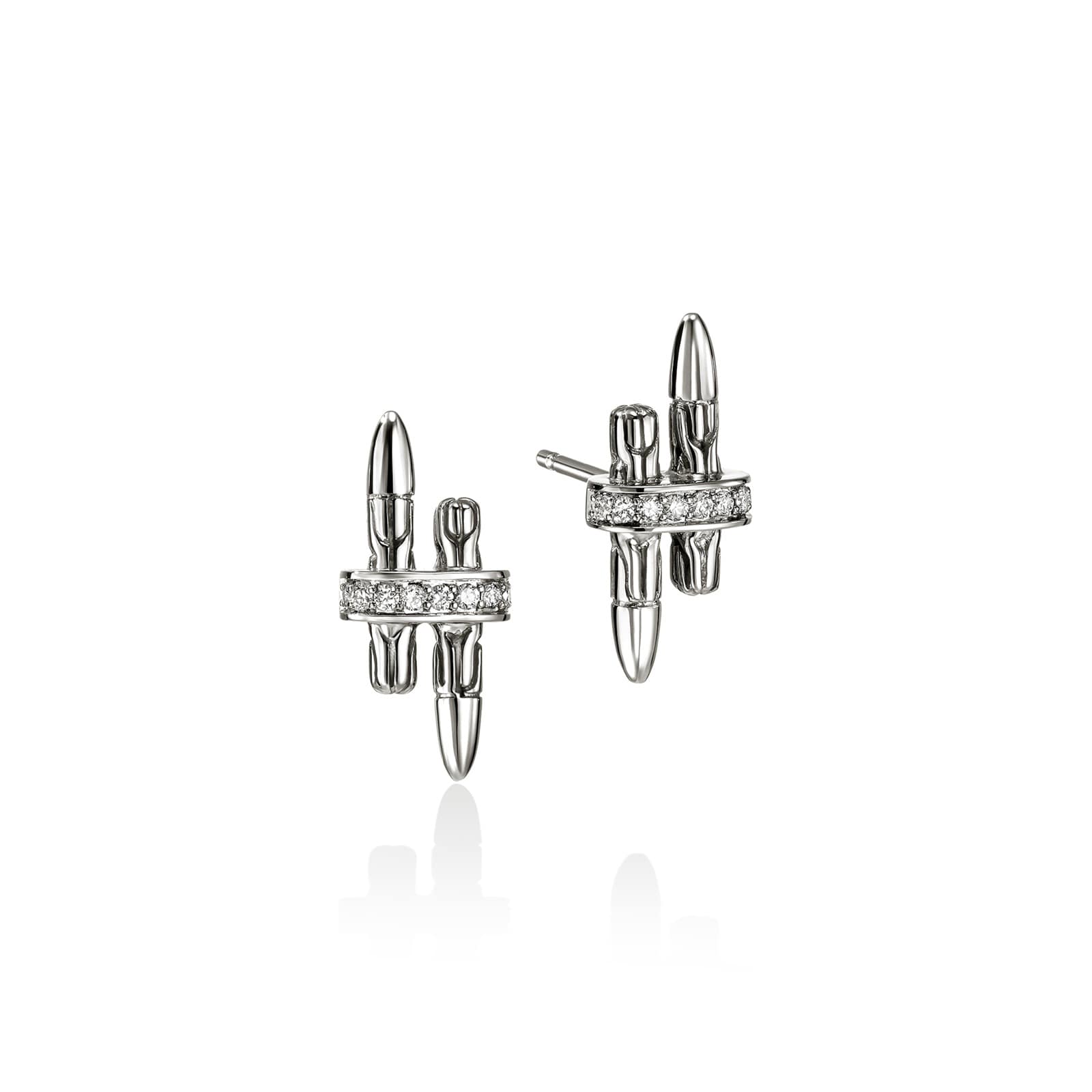 John Hardy Sterling Silver Spear Diamond Stud Earrings