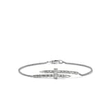 John Hardy Sterling Silver Spear Diamond Station Bracelet - Size Medium