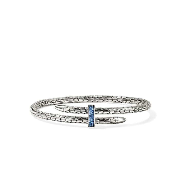 John Hardy Sterling Silver Spear Blue Sapphire Flex Cuff Bracelet, 4mm - Size Medium