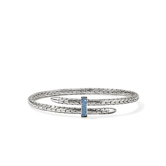 John Hardy Sterling Silver Spear Blue Sapphire Flex Cuff Bracelet, 4mm - Size Medium