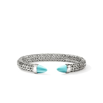 John Hardy Sterling Silver Spear Turquoise Cuff Bracelet - Size Medium