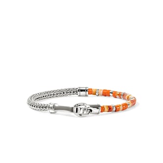 John Hardy Sterling Silver Heishi Beaded Chain Bracelet - Size Large