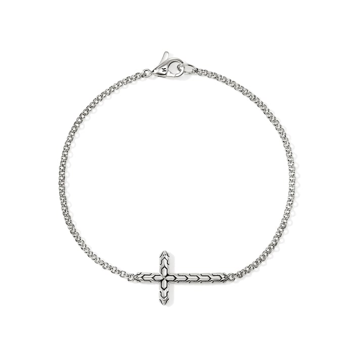 John Hardy Sterling Silver JH Essentials Cross Bracelet - Size Medium