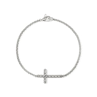 John Hardy Sterling Silver JH Essentials Cross Bracelet - Size Medium