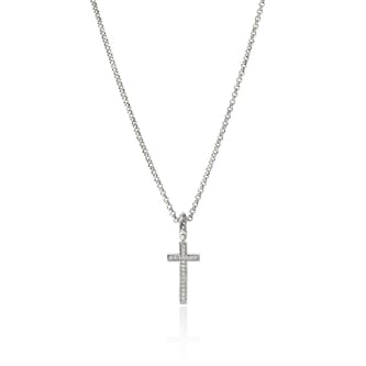 John Hardy Sterling Silver JH Essentials Cross Diamond Necklace