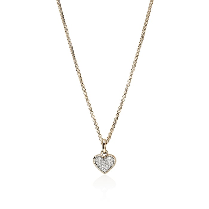 John Hardy 14K Yellow Gold JH Essentials 0.14cttw Diamond Pebble Heart Pendant Necklace