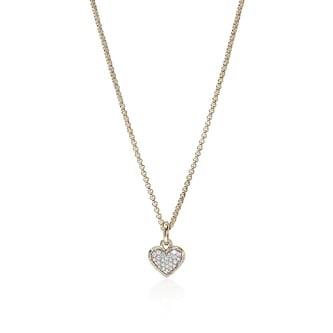 John Hardy 14K Yellow Gold JH Essentials 0.14cttw Diamond Pebble Heart Pendant Necklace