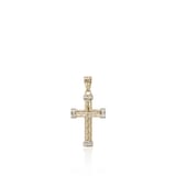 John Hardy 14K Yellow Gold Carved Chain 0.09cttw Diamond Cross Pendant