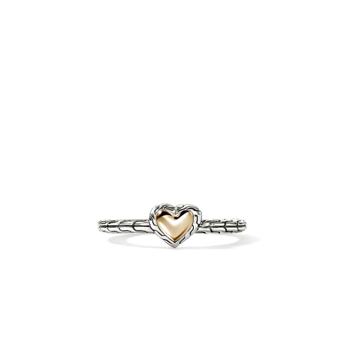 John Hardy 14K Yellow Gold & Sterling Silver JH Essentials Heart Motif Ring - Ring Size 7