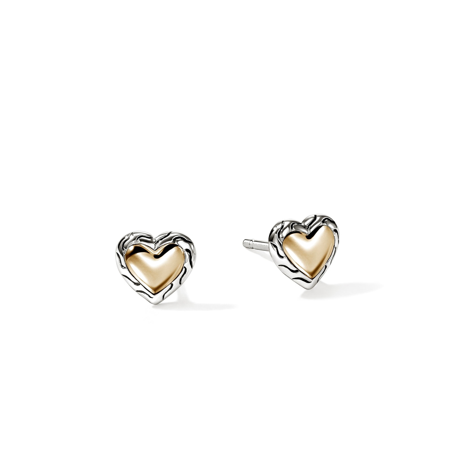 John Hardy 14K Yellow Gold & Sterling Silver JH Essentials Heart Motif Stud Earrings