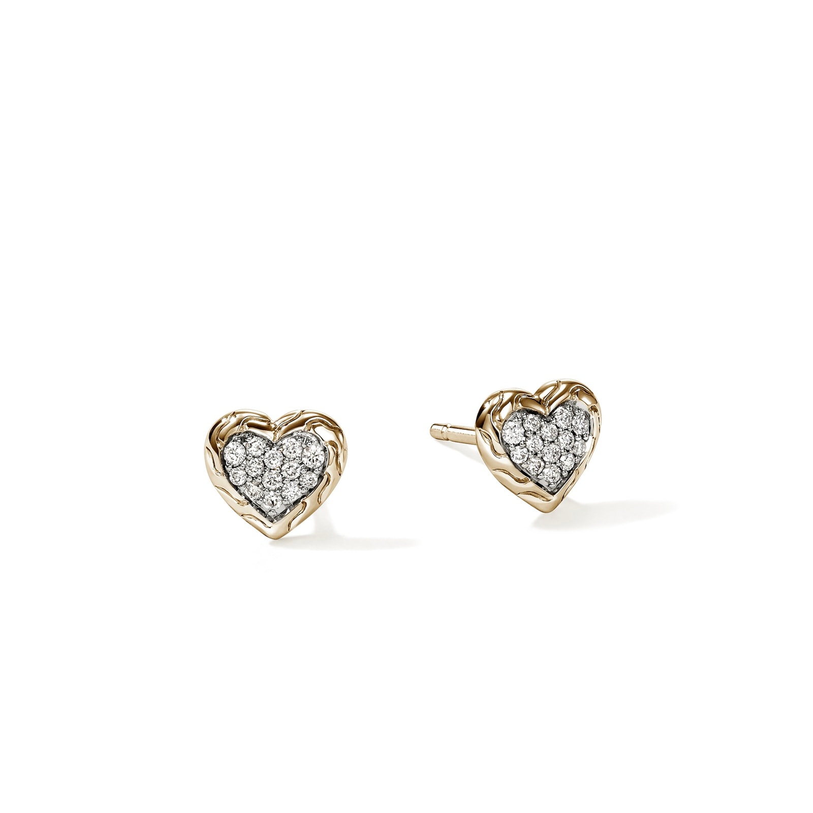 John Hardy 14K Yellow Gold JH Essentials 0.13cttw Diamond Heart Motif Stud Earrings