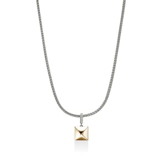 John Hardy 14K Yellow Gold & Sterling Silver Icon 0.04cttw Diamond Stud Pendant Necklace