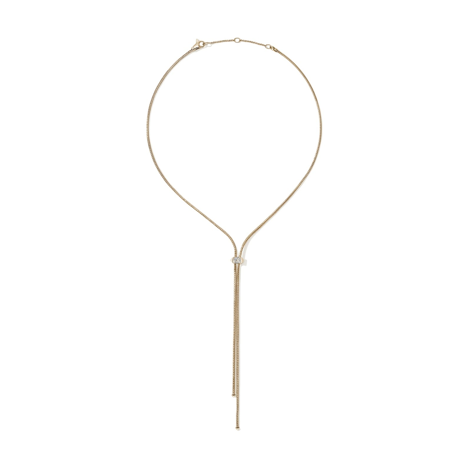 John Hardy 14K Yellow Gold Icon 0.07cttw Diamond Stud Lariat Necklace