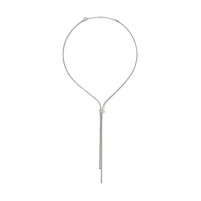 John Hardy Sterling Silver Icon 0.07cttw Diamond Studded Lariat Necklace