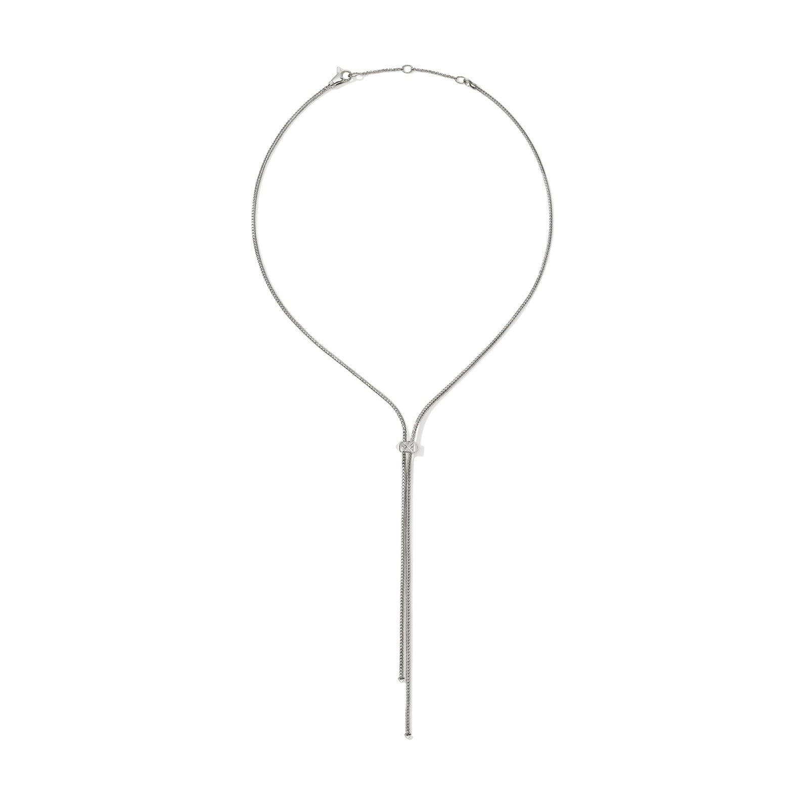 John Hardy Sterling Silver Icon 0.07cttw Diamond Studded Lariat Necklace