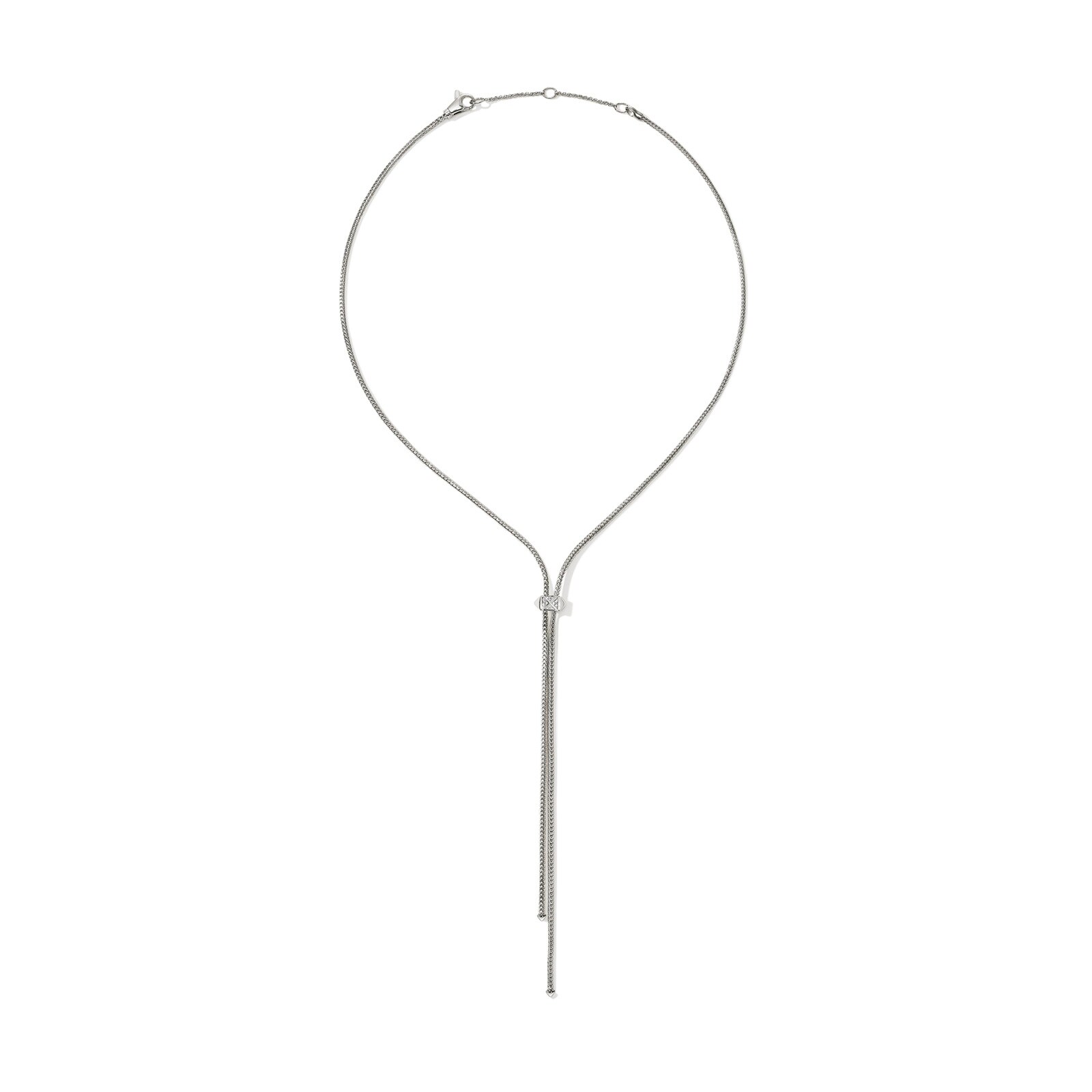 John Hardy Sterling Silver Icon 0.07cttw Diamond Studded Lariat Necklace
