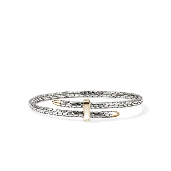 John Hardy 14K Yellow Gold & Sterling Silver Spear Flex Cuff Bracelet - Size Medium