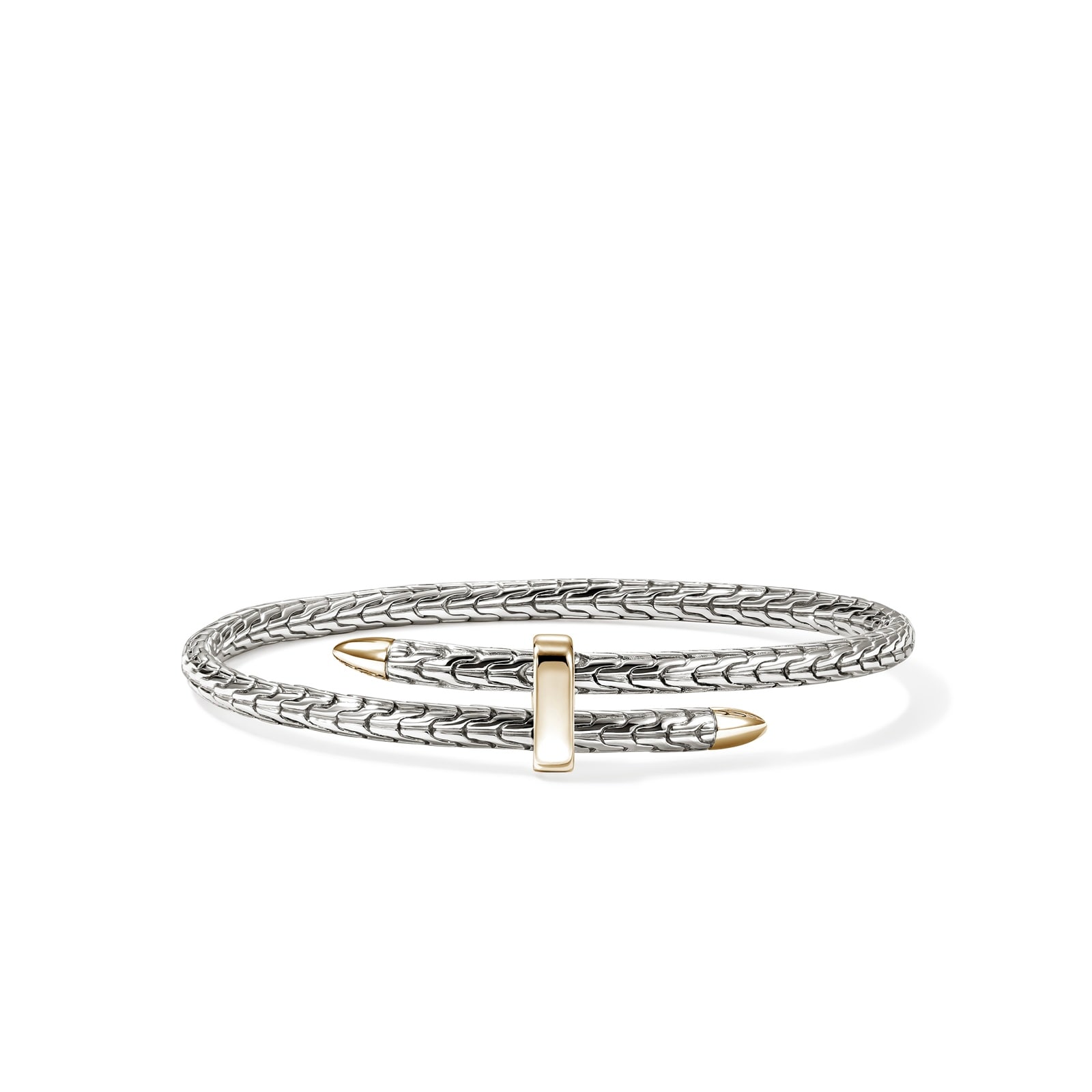 John Hardy 14K Yellow Gold & Sterling Silver Spear Flex Cuff Bracelet - Size Medium