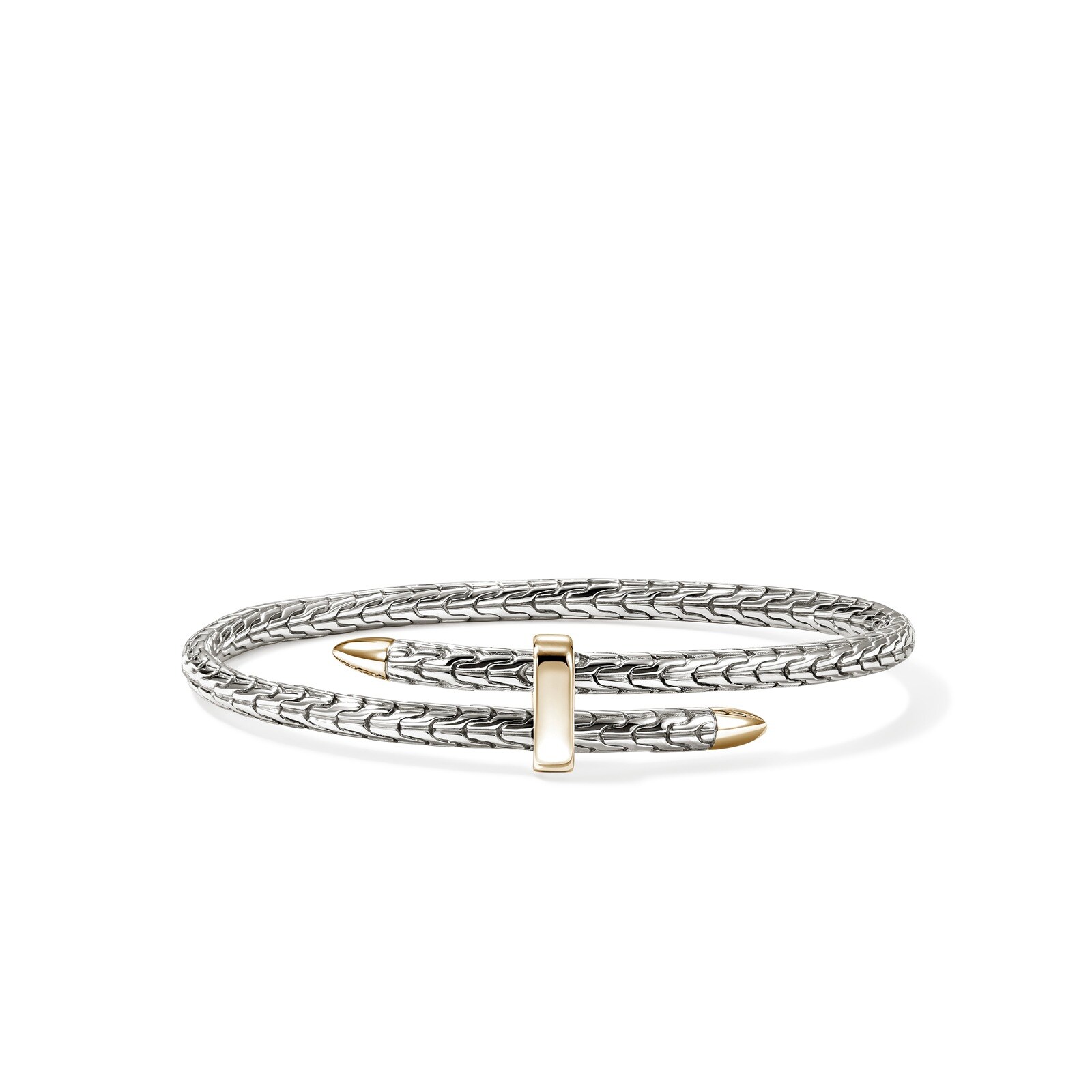 John Hardy 14K Yellow Gold & Sterling Silver Spear Flex Cuff Bracelet - Size Medium