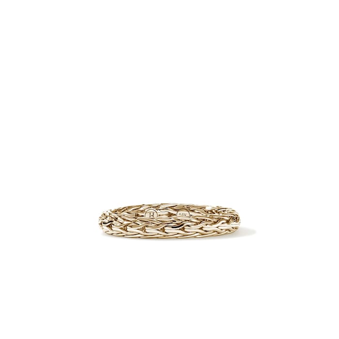 John Hardy 14K Yellow Gold Icon 3.5mm Woven Chain Ring - Ring Size 7