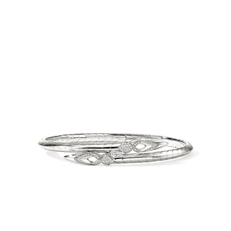 John Hardy Sterling Silver Naga 0.26cttw Diamond Bypass Flex Cuff Bracelet - Size Medium