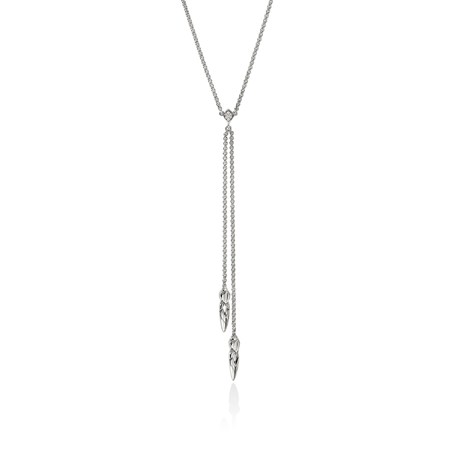 John Hardy Sterling Silver Naga 0.03ctt Diamond Lariat Chain Necklace
